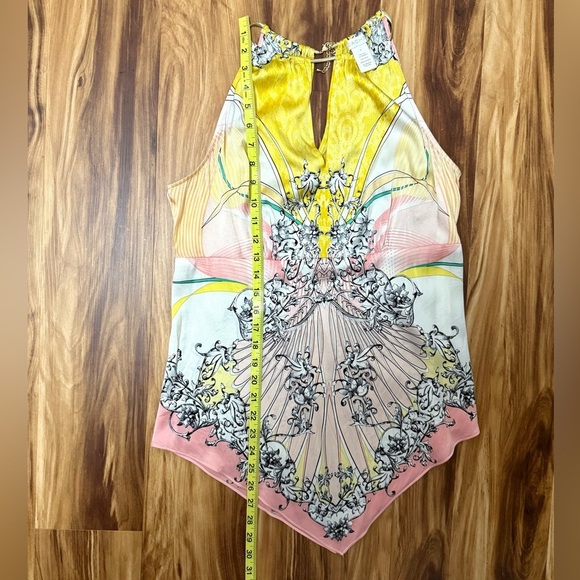 Cache Gold and Pink Asymmetrical Sleeveless Tank Top - Picture 6 of 7